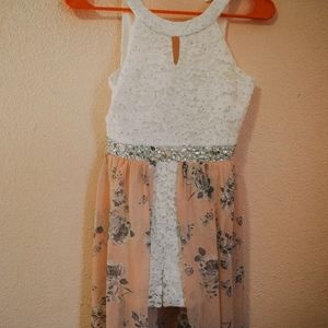 Girls Speechless Rhinestone Accent Floral Romper